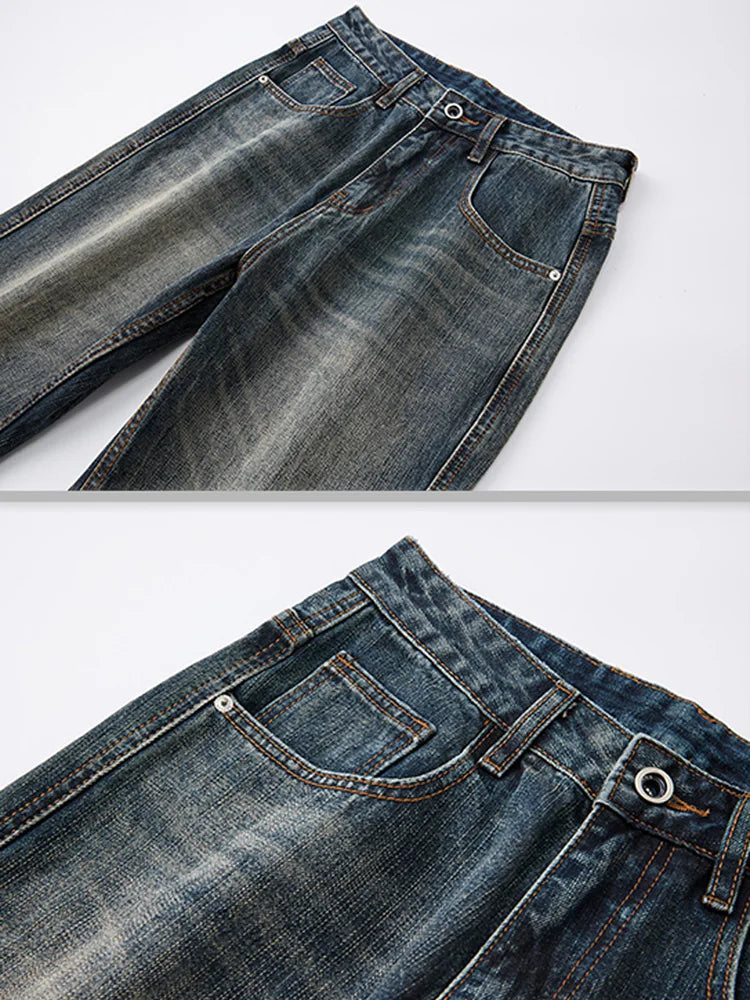 mens plus size retro fashion streetwear loose casual micro flared denim pants jeans cityboy jeans trousers 28 40 unique jeans style 2589
