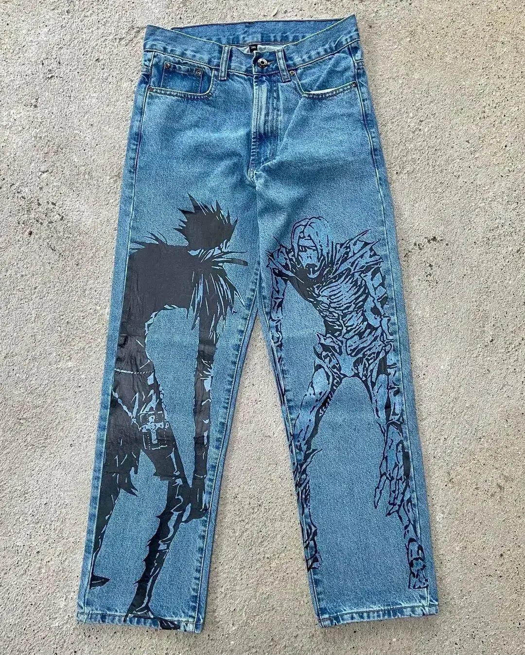harajuku sunny sexy girl anime print baggy jeans new style wide leg trouser y2k popular streetwear men women high waist pants unique jeans style 4188