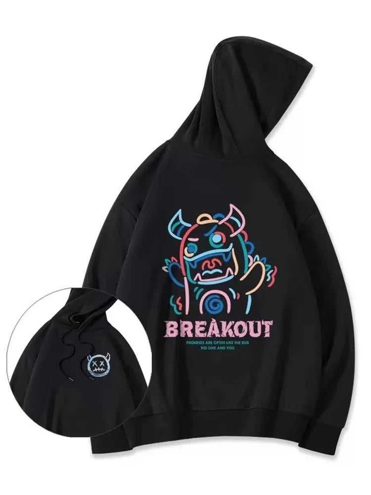 Breakout Cattle Harajuku Prints Mens Pullover Hoodies Casual Loose Sweatshirts Male Fashion Autumn y2k Hoodie Hip Hop Tops Street King Limited