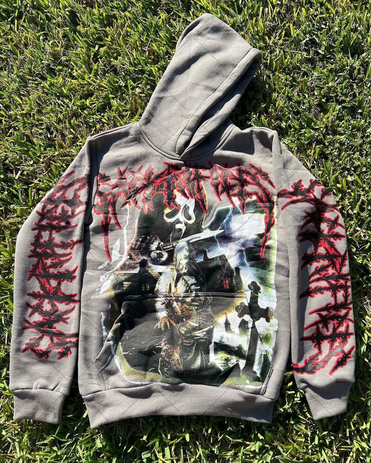 2023 New American Gothic Letter Print Oversized Hoodie Men's Y2K Retro Street Hip-Hop Loose Long-Sleeved Sweatshirt Men's Street King Limited