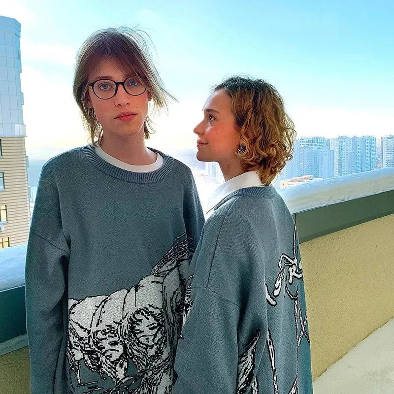 Traf-2024 women's sweater zssiibo official website autumn new y2k fashion trend couple pullover women's clothing sales Street King Limited