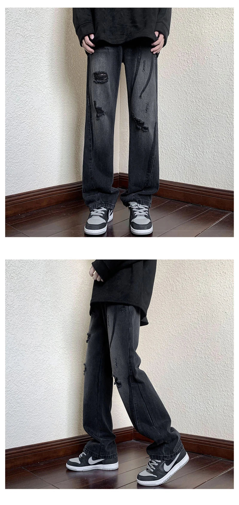 summer high street ripped jeans mens hip hop vintage design punk denim trousers hombre harajuku fashion casual y2k baggy jean unique jeans style 3175
