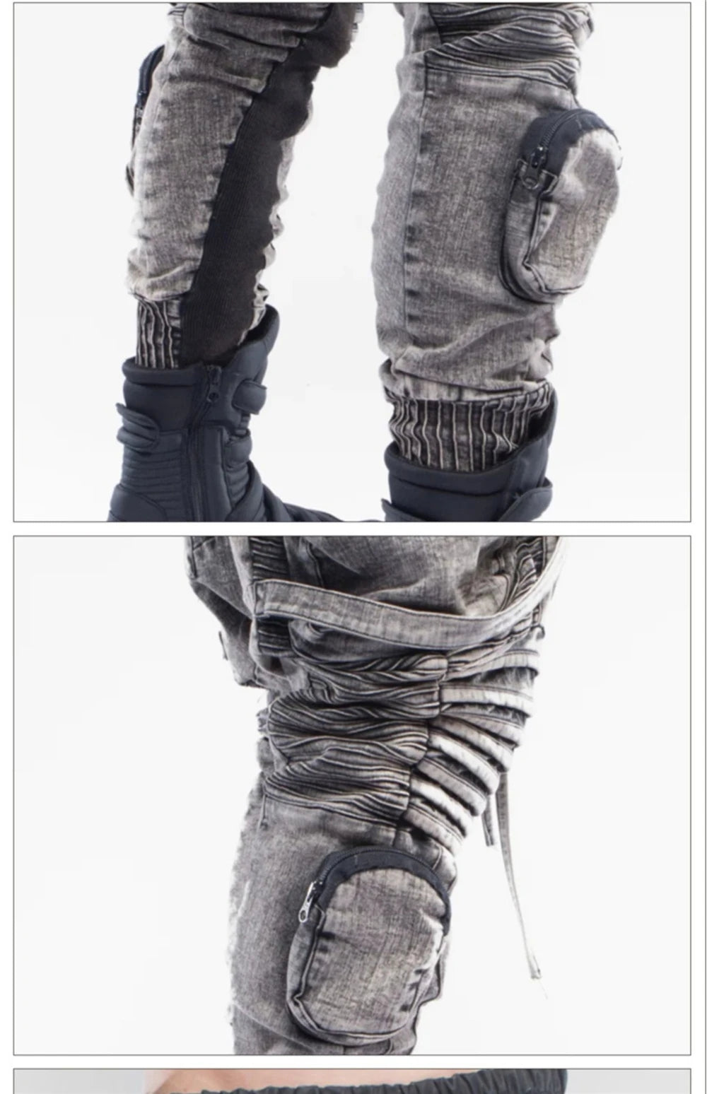 vintage motorcycle trousers joggers mens asymmetric straped pleated cross pants function elastic waist trousers unique joggers style 3595