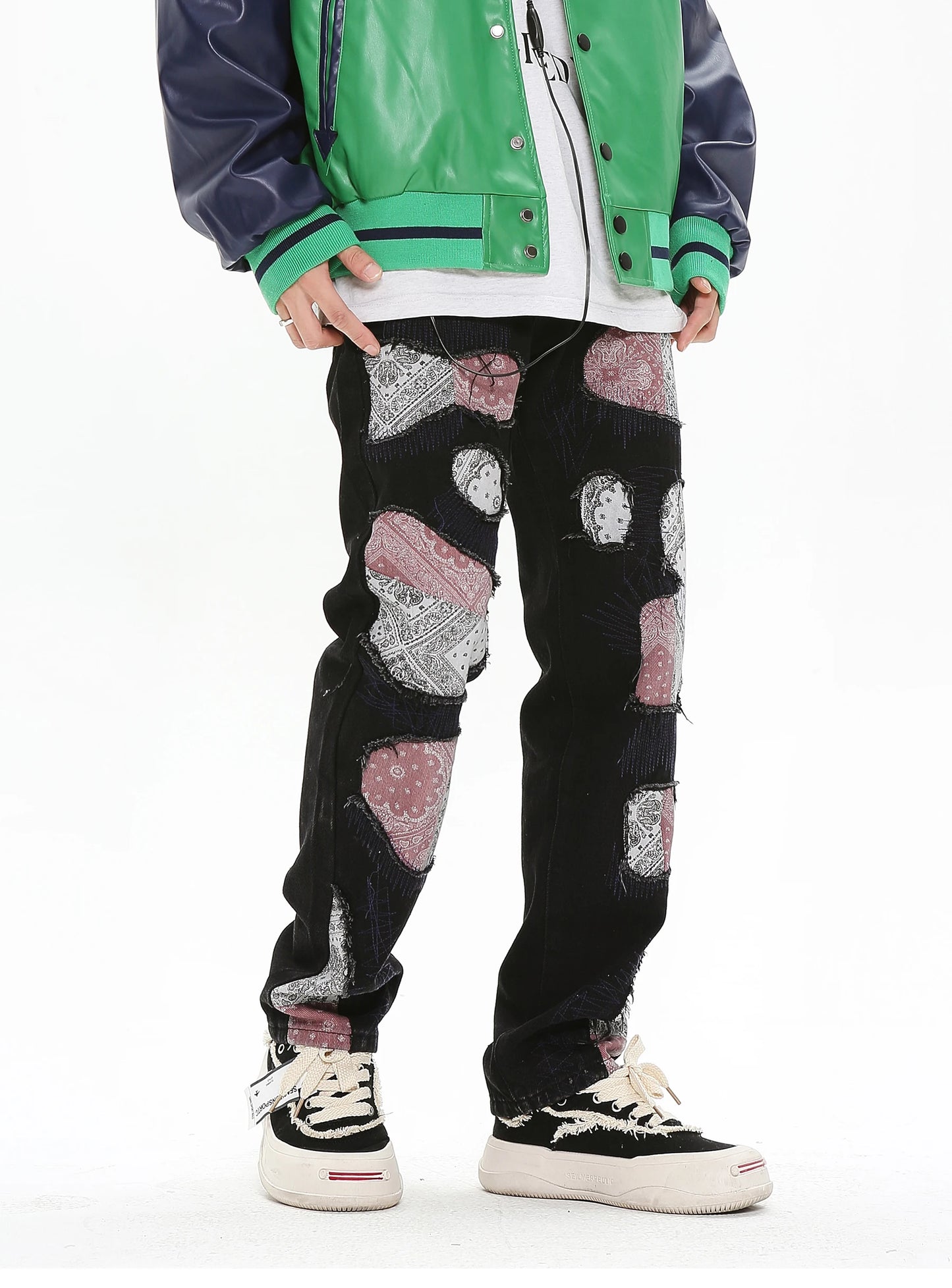 patchwork harajuku denim jeans mens zipper jeans hip hop fashion streetwear new casual straight joggers pants jeans for men unique joggers style 1456