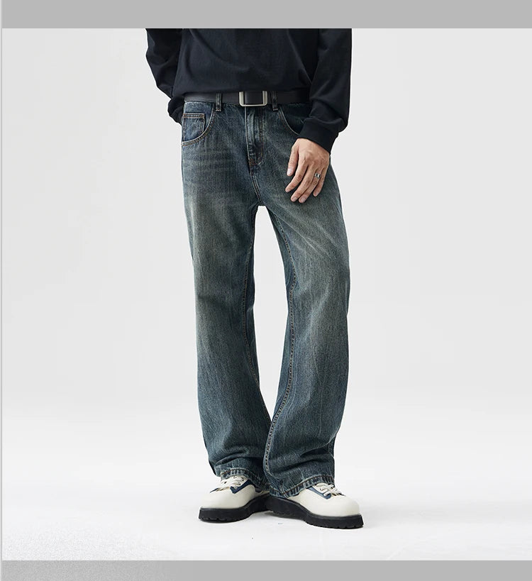 mens plus size retro fashion streetwear loose casual micro flared denim pants jeans cityboy jeans trousers 28 40 unique jeans style 2597