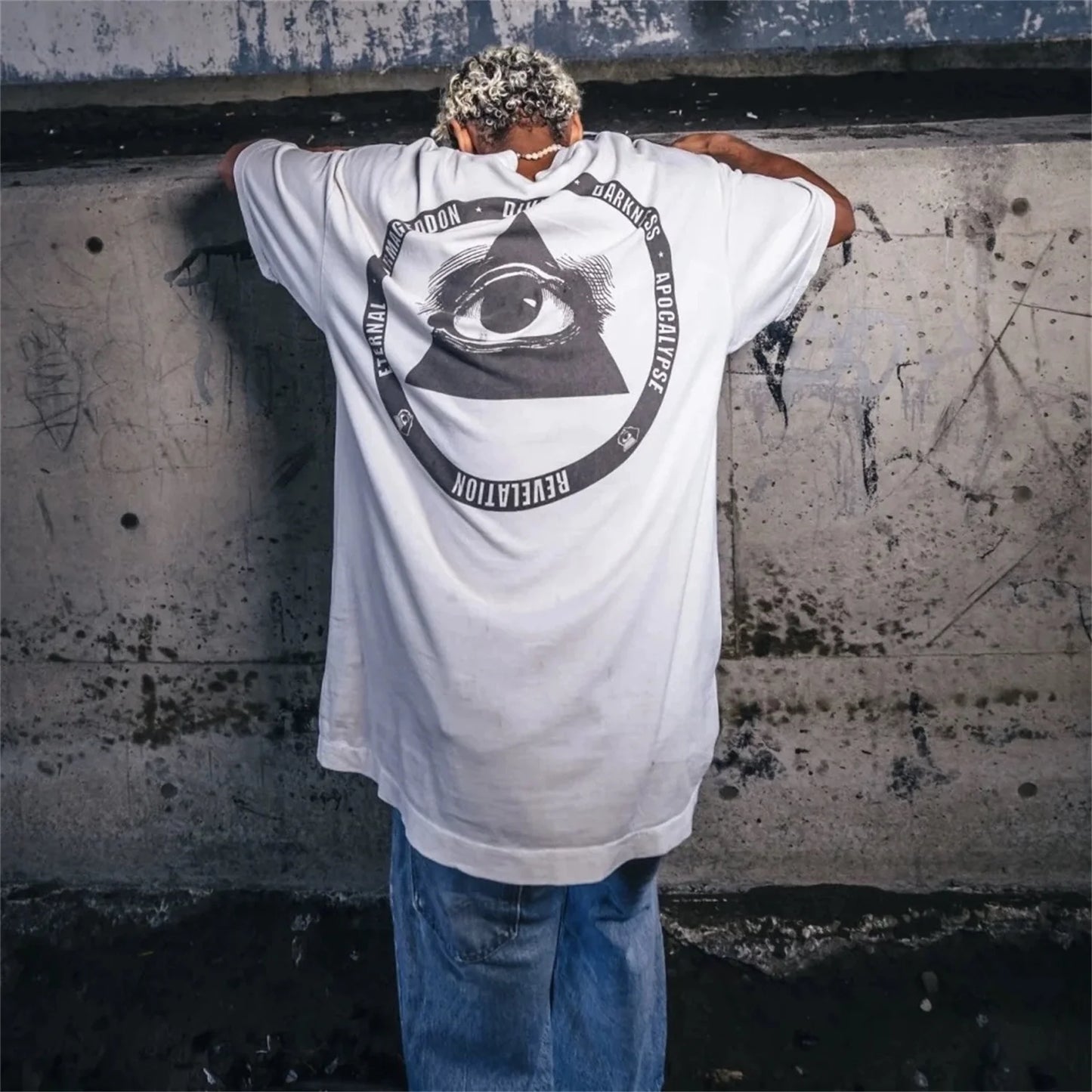 Summer 24ss Cross Print Brand Fashion Round Neck High-Street Round Neck Cotton Long Sleeve T Shirt Pullover Street King Limited