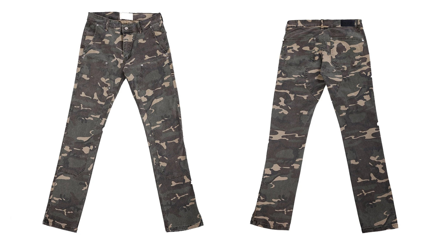 mens hip hop streetwear denim pants fashion camouflage pants 2023 harajuku cotton zipper joggers slim fit jeans trousers pants unique joggers style 1718