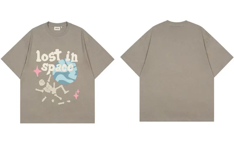 Punk Tshirt Streetwear Hip Hop Skull Skeleton Letter Planet Print Gothic Rock T-Shirts Harajuku Casual Cotton Short Sleeve Tops Street King Limited