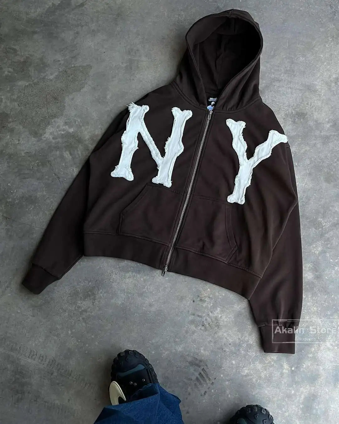 Harajuku Letter Patch Hoodies Oversized Sweatshirt Gothic Goth Zip Up Hoodie 2024 Y2k Clothes Couples Streetwear Men Clothing Street King Limited