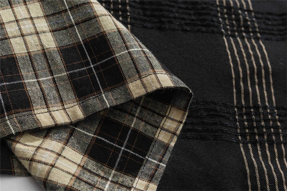 Streetwear Autumn Plaid Shirts Men Harajuku Hip Hop Streetwear Shirts Coats Long 2024 Autumn Plaid Shirts Men Harajuku Hip Hop Streetwear Shirts Coats Long Sleeve Loose Casual Button Up Blouse Y2K Tops Fashion Sweater Jacket With Graphic Design For Men