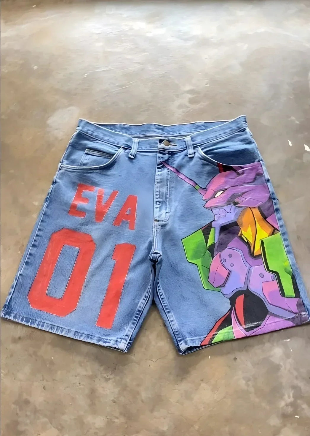popular casual rem print sweatpants fashion y2k baggy jeans wide leg denim shorts pants harajuku streetwear trouser men clothing unique joggers style 3922