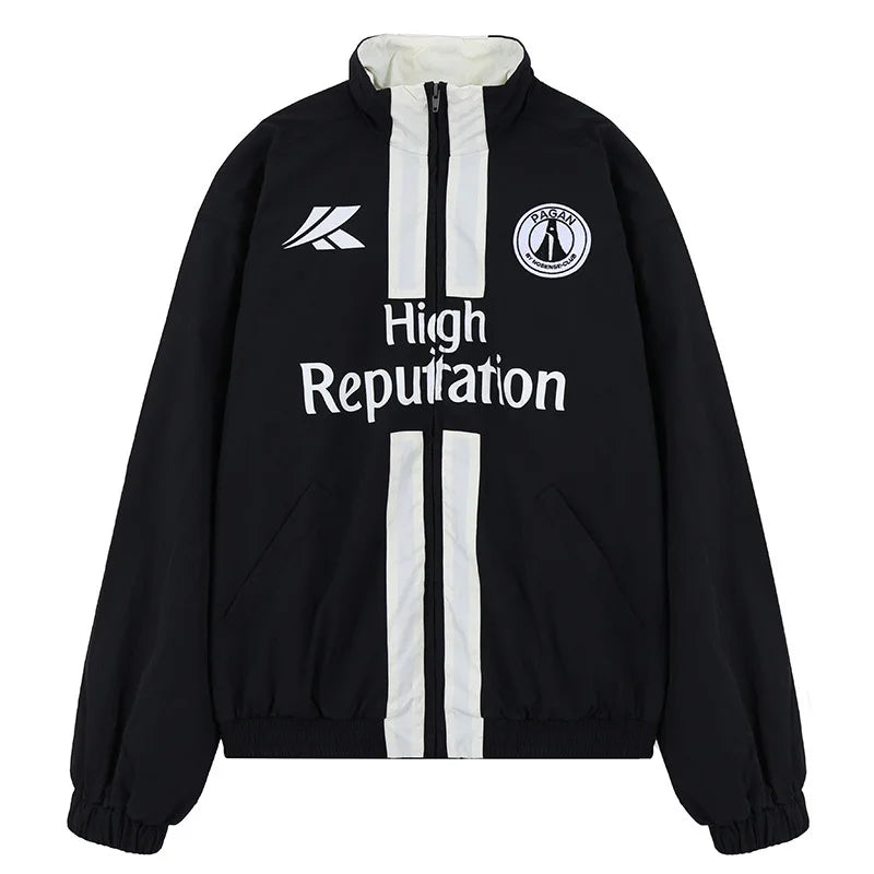 zipper jacket stand collar urban fashion pants