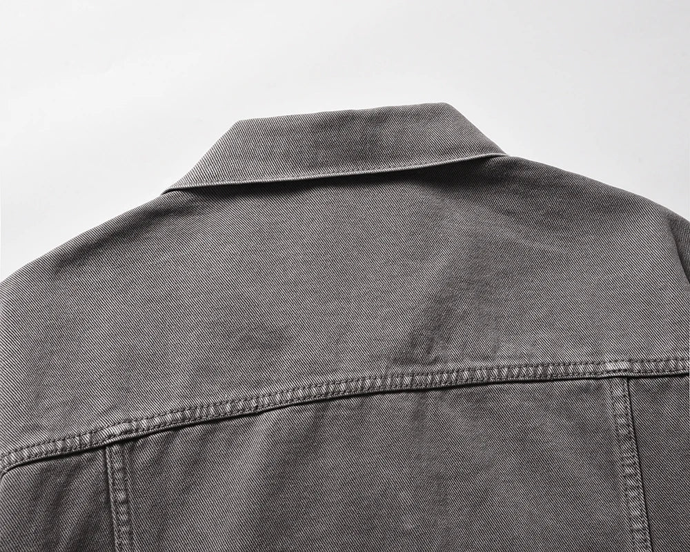2023 autumn and winter solid color washed gray jeans jackets for men harajuku cleanfit baggy y2k denim coat oversized loose tops unique jeans style 49