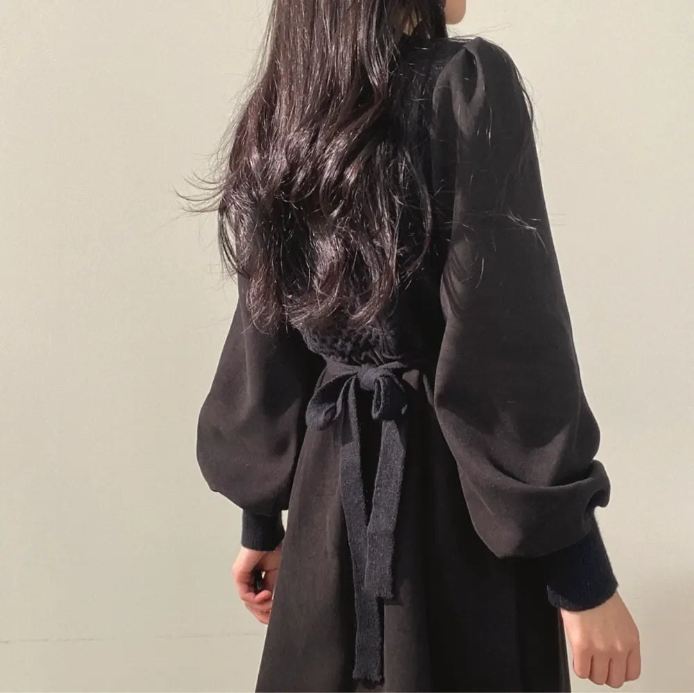 Winter Dress Long Elegant Splicing Stripes Y2k Knitted Dress Women Koean Fashion Long Sleeve Dresses Female Club Party Vestidos Street King Limited