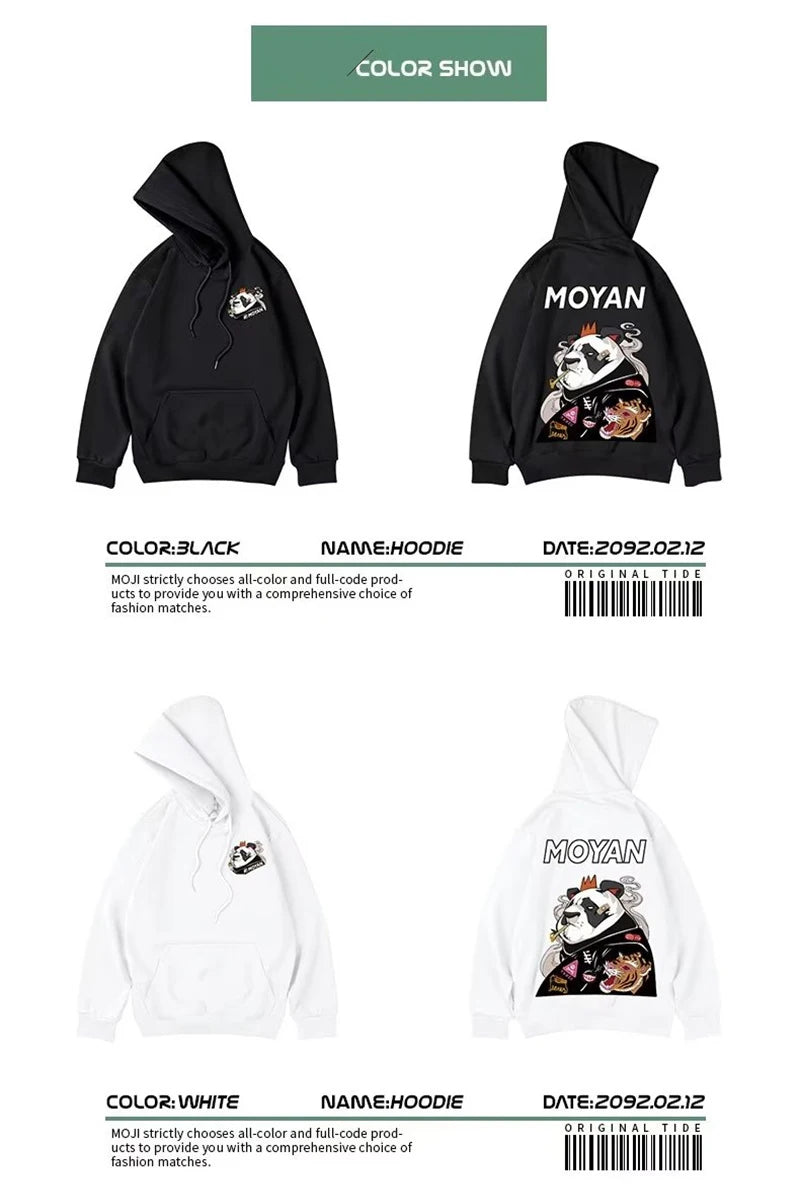 Wicked Panda Funny Graphic Print Men Pullover Hoodies 2025 Autumn Japanese Hip Hop Sweatshirts Casual Y2K Hoodie Streetwear Street King Limited