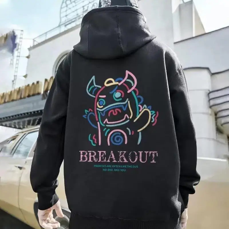 Breakout Cattle Harajuku Prints Mens Pullover Hoodies Casual Loose Sweatshirts Male Fashion Autumn y2k Hoodie Hip Hop Tops Street King Limited