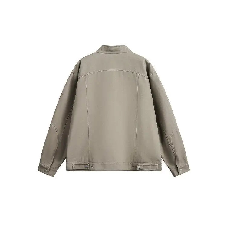 spring autumn fashion motorcycle jacket men stand collar loose casual korean streetwear vintage cargo jackets coat outerwear unique cargo style 226