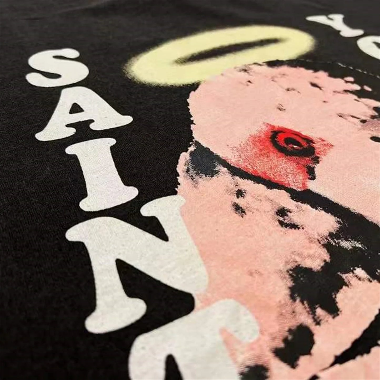 Summer New Vintage Pink Lamb Printing Distressed Retro High-Street Tops T-Shirt Street King Limited