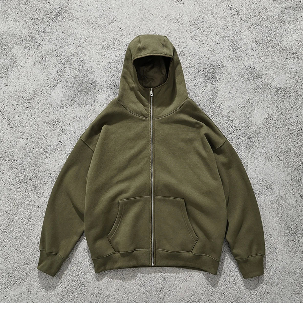 Streetwear Solid Color Ninja Zipper Hoodies Men's Fleece Turtleneck Cardigan Outdoor Oversized Hoody Plus Velvet Charge Coat Street King Limited