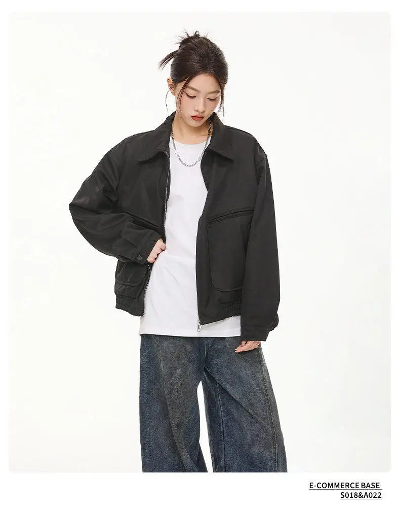 spring retro fashion bomber jacket men loose casual korean streetwear vintage short cargo jacket women autumn coat outerwear unique cargo style 391