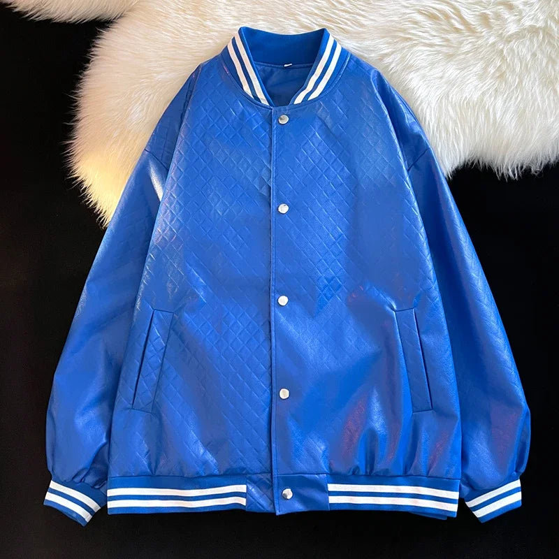 popular unisex basuball jacket fashion solid color lozenge pattern bomber jacket comfortable casual female clothing urban fashion pants