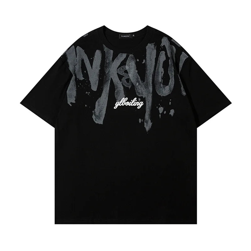 2024 New American Letter Print T-shirt Men's Summer Short Sleeve Cotton Oversize Tee Shirts Hip Hop Fashion Y2K Breathable Tops Street King Limited