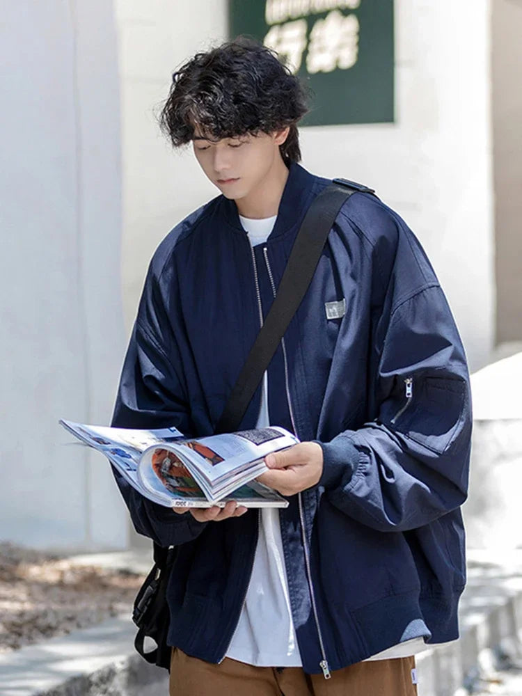 new letter label varsity jackets for men american fashion zipper pocket bomber jacket y2k vintage loose patchwork casual coat unique default style 56