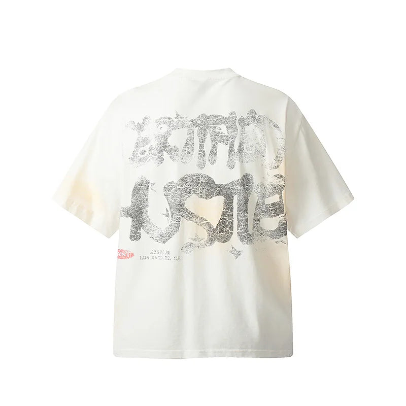 Saint T-shirts New Vintage Wash Letter Printing Chaopai High Street Men Woman Loose Casual Short Sleeve Top Tee Street King Limited