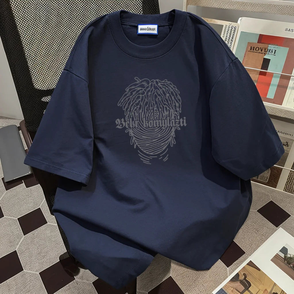 Summer New Trendy Men and Women Hip Hop Personalized Printed Round Neck Short Sleeve American Couple Loose Casual T-shirt Top Street King Limited