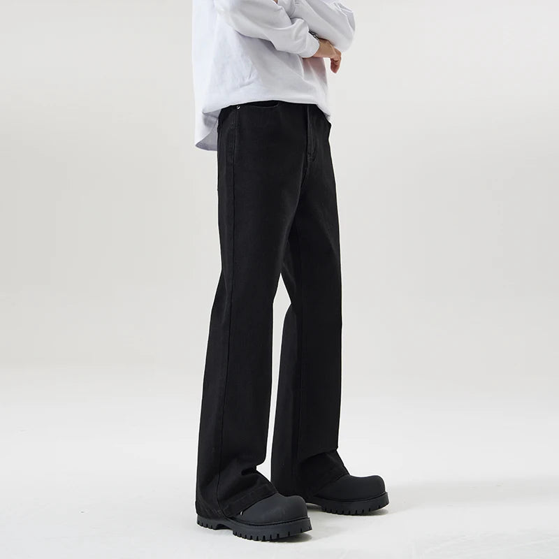 men black elastic denim micro flared jeans pants streetwear fashion cleanfit hip hop punk slim fit jeans y2k pants trouser unique jeans style 1693