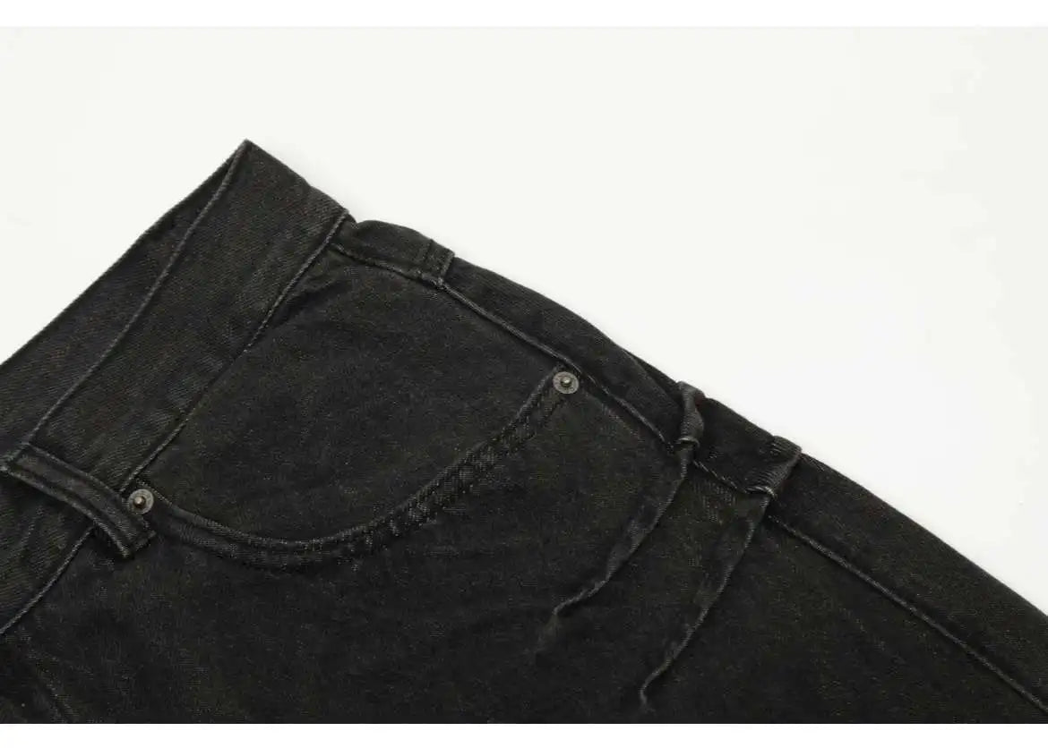 hip hop american trend retro straight leg washed denim jeans spring and autumn high street couple loose wide leg casual pants unique jeans style 601
