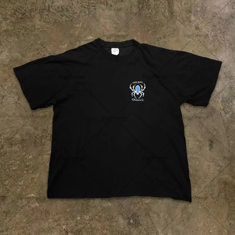2023 American Streetwear Goth Punk Letter Print Oversized T-Shirts Men's Fashion Casual Loose Crew Neck Tops T-Shirts Women's Street King Limited