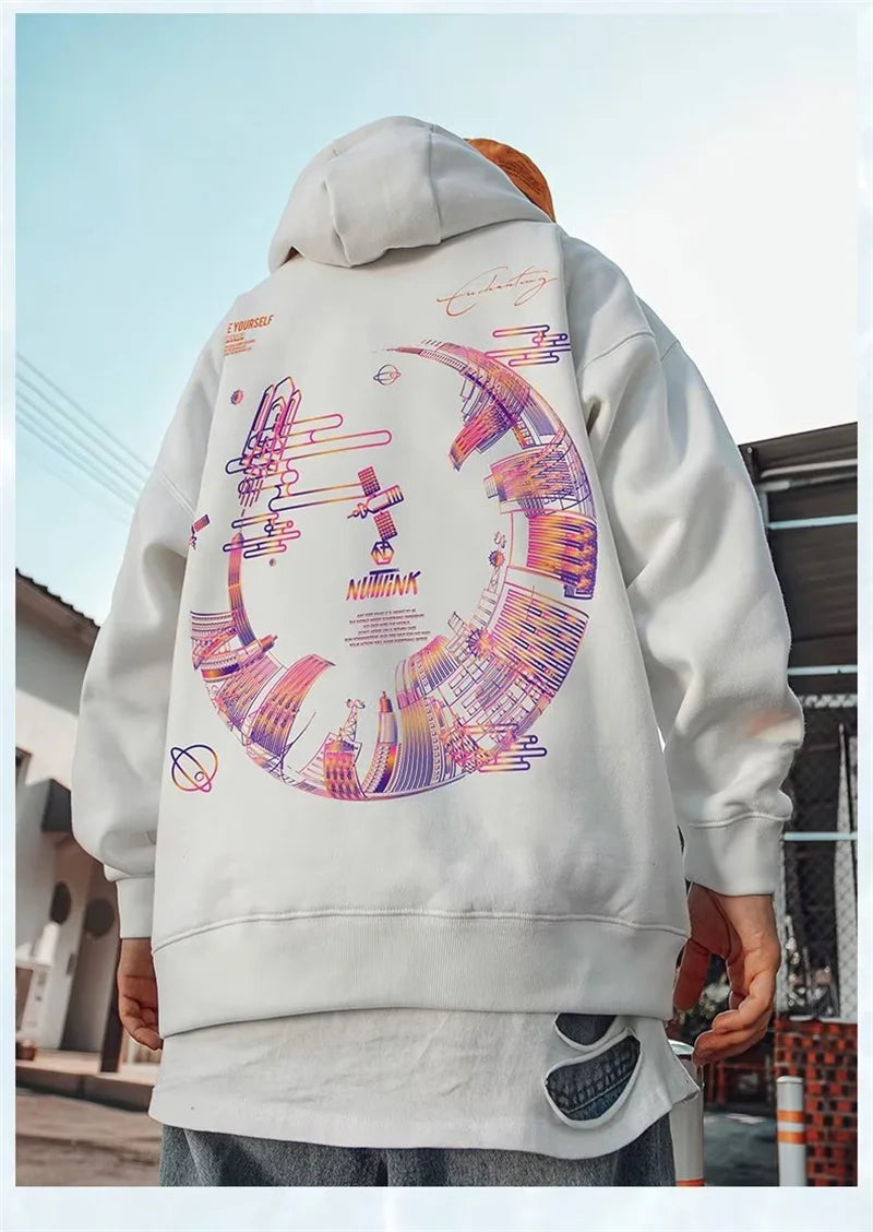 High Street Graffiti Graphic Hoodie Mens Loose Fleece Hoodies Harajuku Hip Hop Oversize Casual Hooded Sweatshirts Y2K Clothes Street King Limited