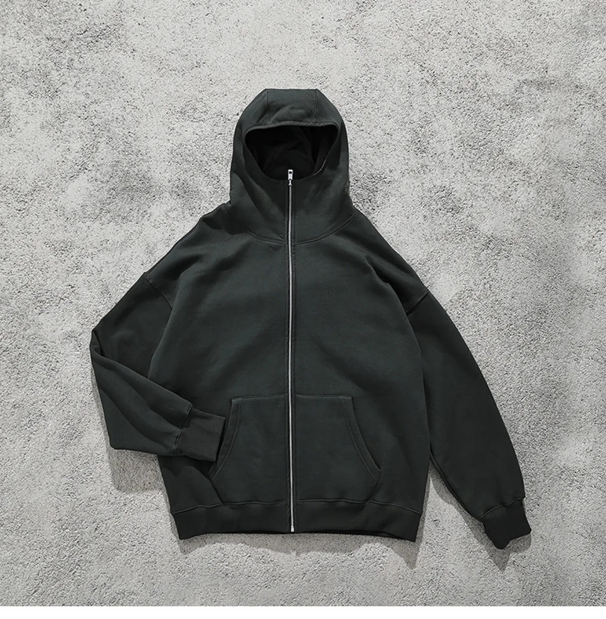 Streetwear Solid Color Ninja Zipper Hoodies Men's Fleece Turtleneck Cardigan Outdoor Oversized Hoody Plus Velvet Charge Coat Street King Limited