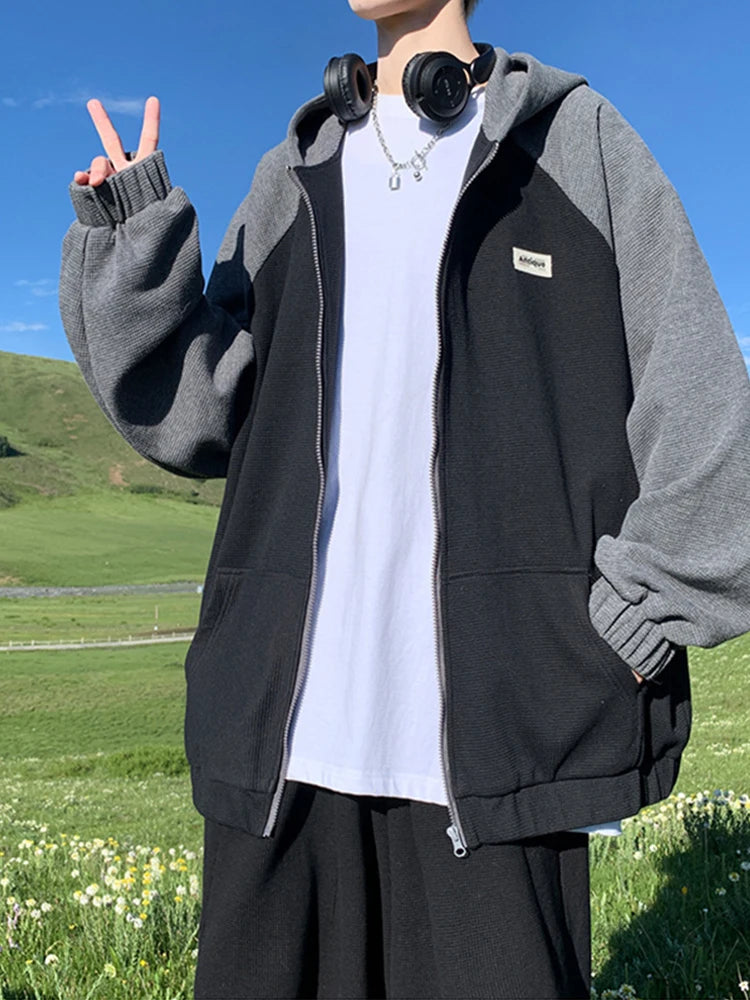 Oversized Flame Graphic Hoodie for Men