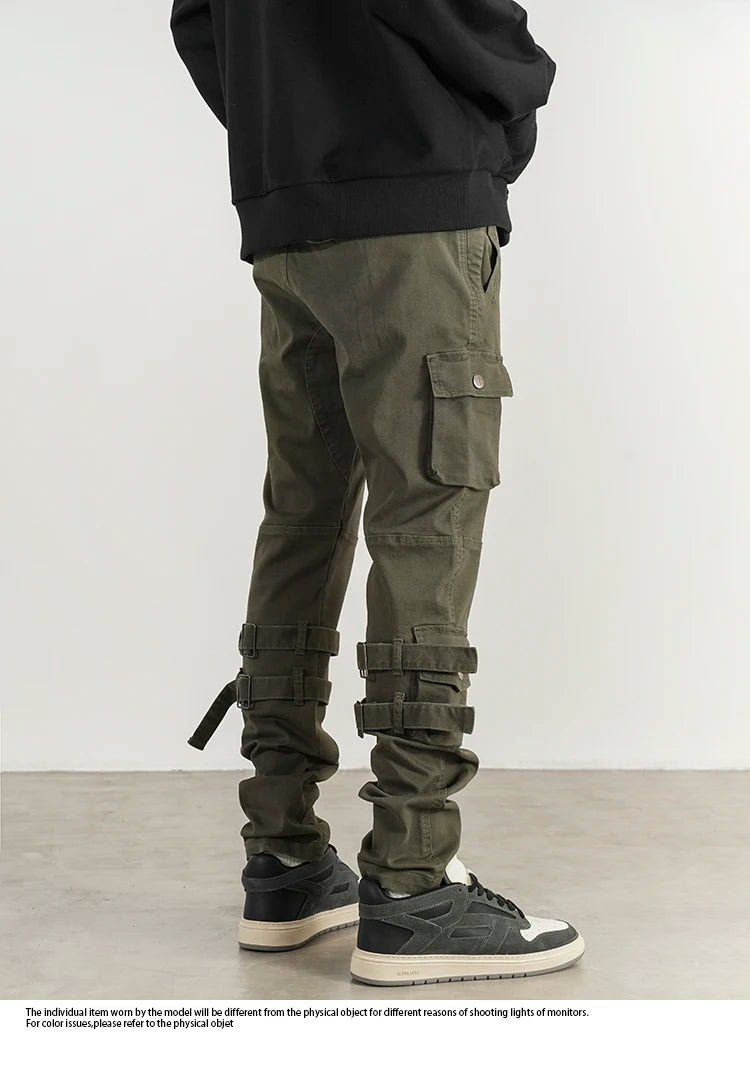 mens high street jeans casual hip hop military cargo pockets trousers new fashion slim fit zipper skinny denim pants joggers unique joggers style 1689