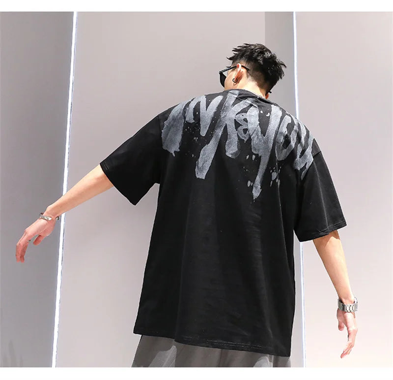 2024 New American Letter Print T-shirt Men's Summer Short Sleeve Cotton Oversize Tee Shirts Hip Hop Fashion Y2K Breathable Tops Street King Limited