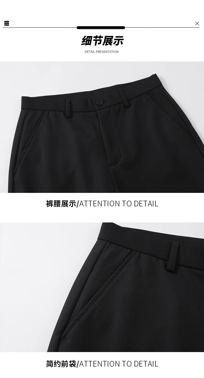 extended length edition men streetwear fashion hip hop vibe straight black pant casual business suit long pants trousers unique default style 1643