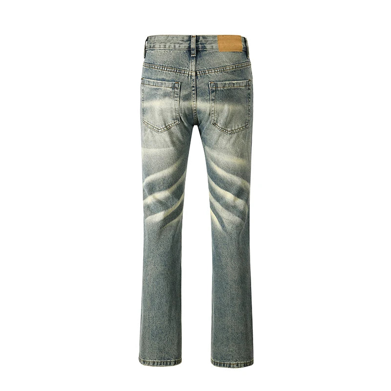 retro striped washed denim jeans flare pants unisex hip hop fashion streetwear harajuku loose straight y2k mens jeans joggers unique joggers style 3385