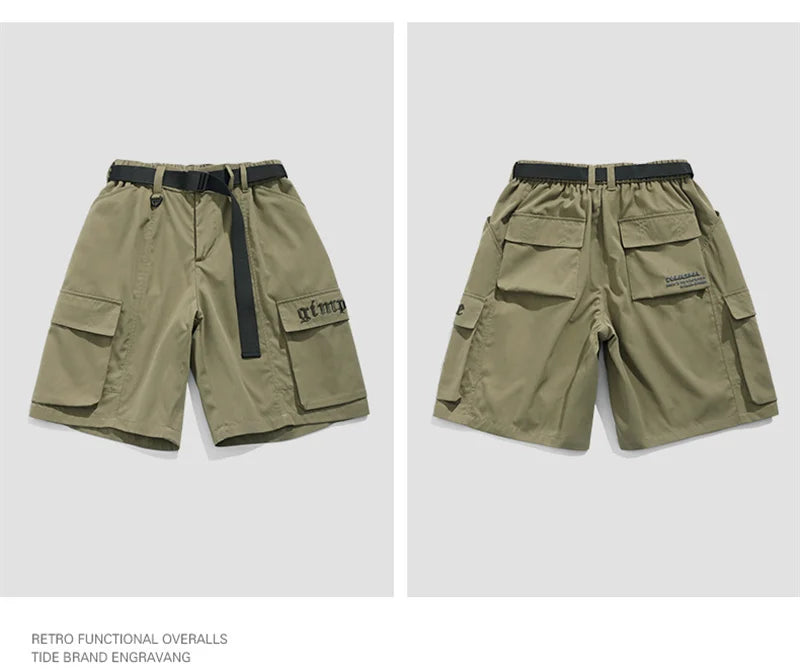 summer new american retro cargo shorts for men casual multi pocket baggy y2k shorts streetwear hip hop embroidery short cargo unique cargo style 295