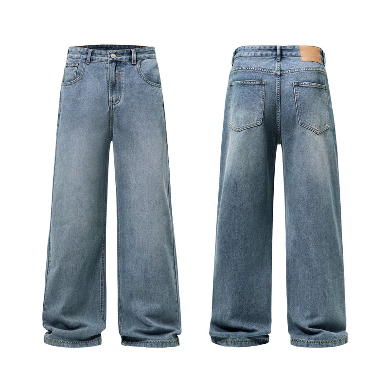 men wide leg straight streetwear fashion loose casual vintage denim baggy jeans pants women y2k jeans trousers denim street jeans