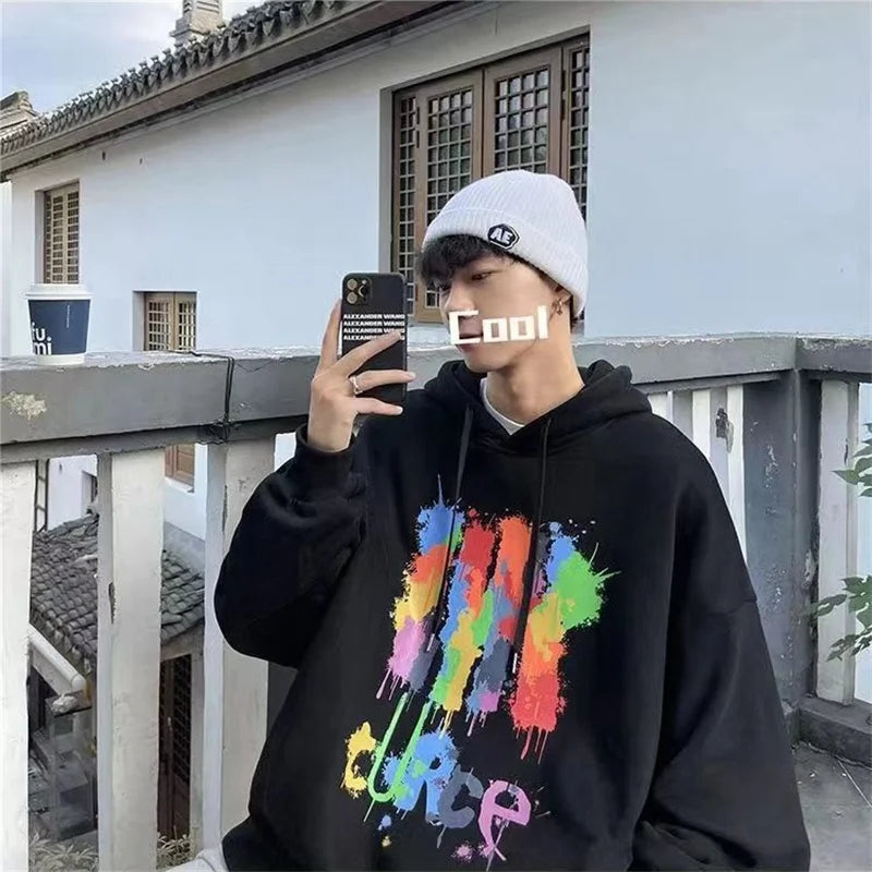 Autumn Graffiti Letter Hooded Sweatshirts Men's Design Graphic Printed Hoodies New Hip Hop Fashion Hoody Y2K Streetwear Clothes Street King Limited