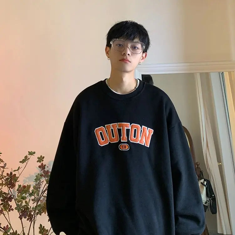 Trendy and Personalized Korean Round Neck Sweatshirt Men Spring Autumn New Y2K Thickened Trendy Brand Long-sleeved Top Jacket Street King Limited