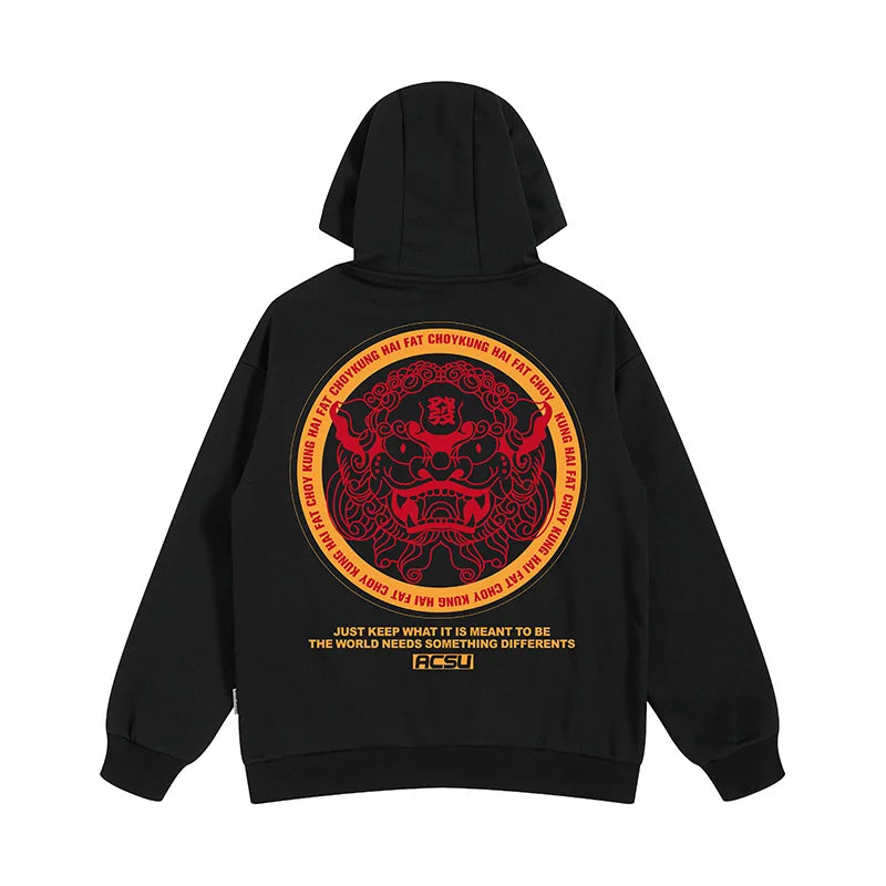 Autumn Dancing Lion Print Hooded Sweatshirts Hombre Hip Hop Fleece Streetwear Hoodies New Oversized Y2K Vintage Fashion Hoody Street King Limited