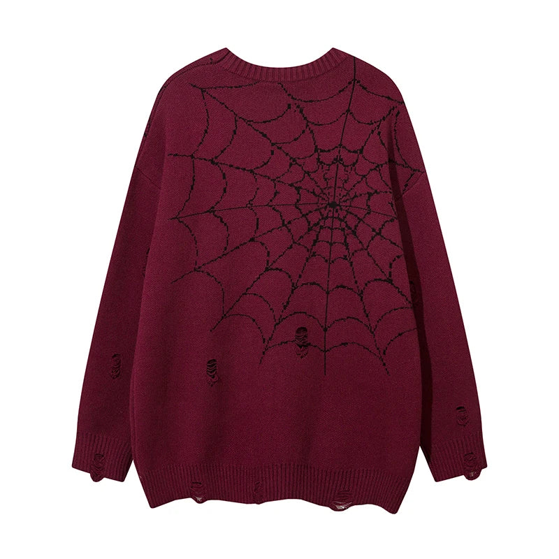 Hip Hop Knitted Sweater Mens Winter O-neck Harajuku Pattern Pullover Streetwear Casual Loose Pullover Sweaters Jumper Knitwear Street King Limited