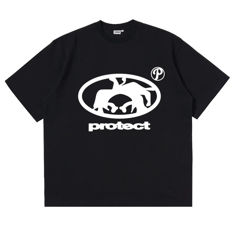 Y2K American Gothic trend letter head print oversized T-shirt street hip-hop Harajuku casual fashion short-sleeved tops Street King Limited