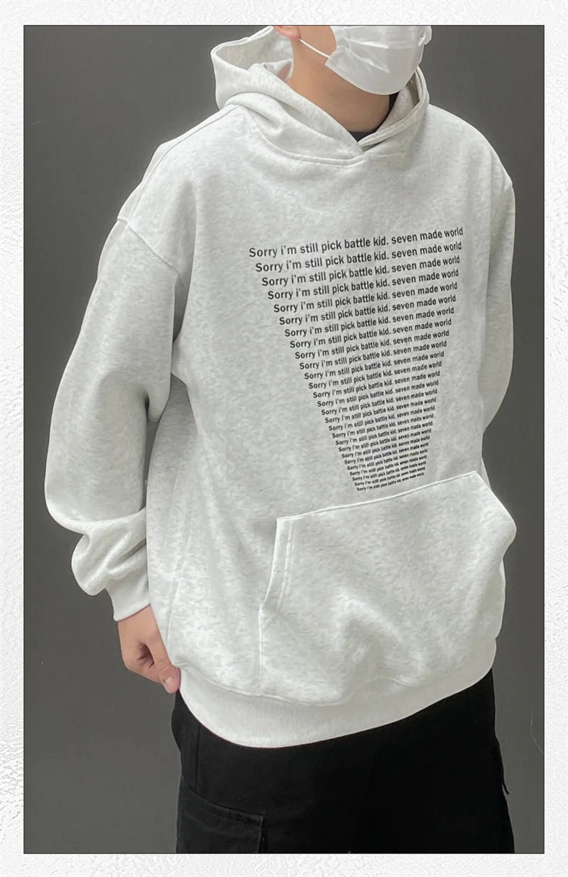 Oversized Flame Graphic Hoodie for Men
