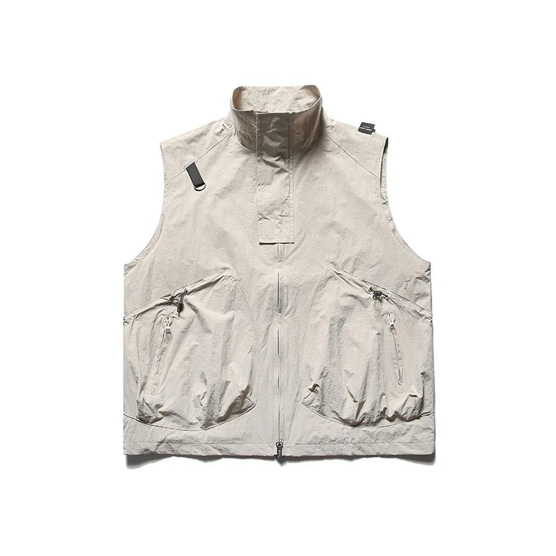 summer men fishing travel photo hiking vest waistcoat outdoor leisure solid color vest khaki black casual sleeveless jacket menswear bottoms
