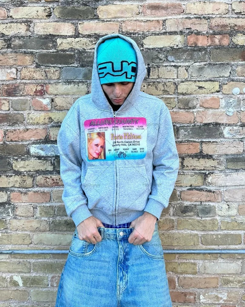 2024 New Zip-up Street Fashion Clothing European and American Printed Oversized Sweatshirt Men Y2K Retro Loose Zipper Hoodie Street King Limited