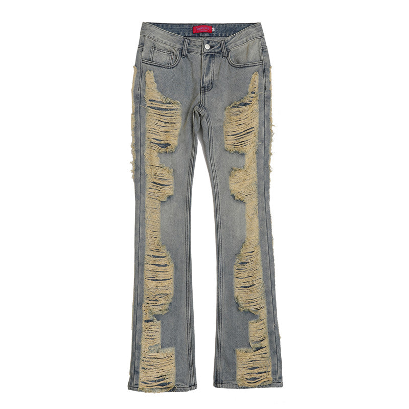 fashion ripped denim jeans mens destoryed holes zipper straight trousers jeans hip hop streetwear new casual joggers jeans pants unique joggers style 2094